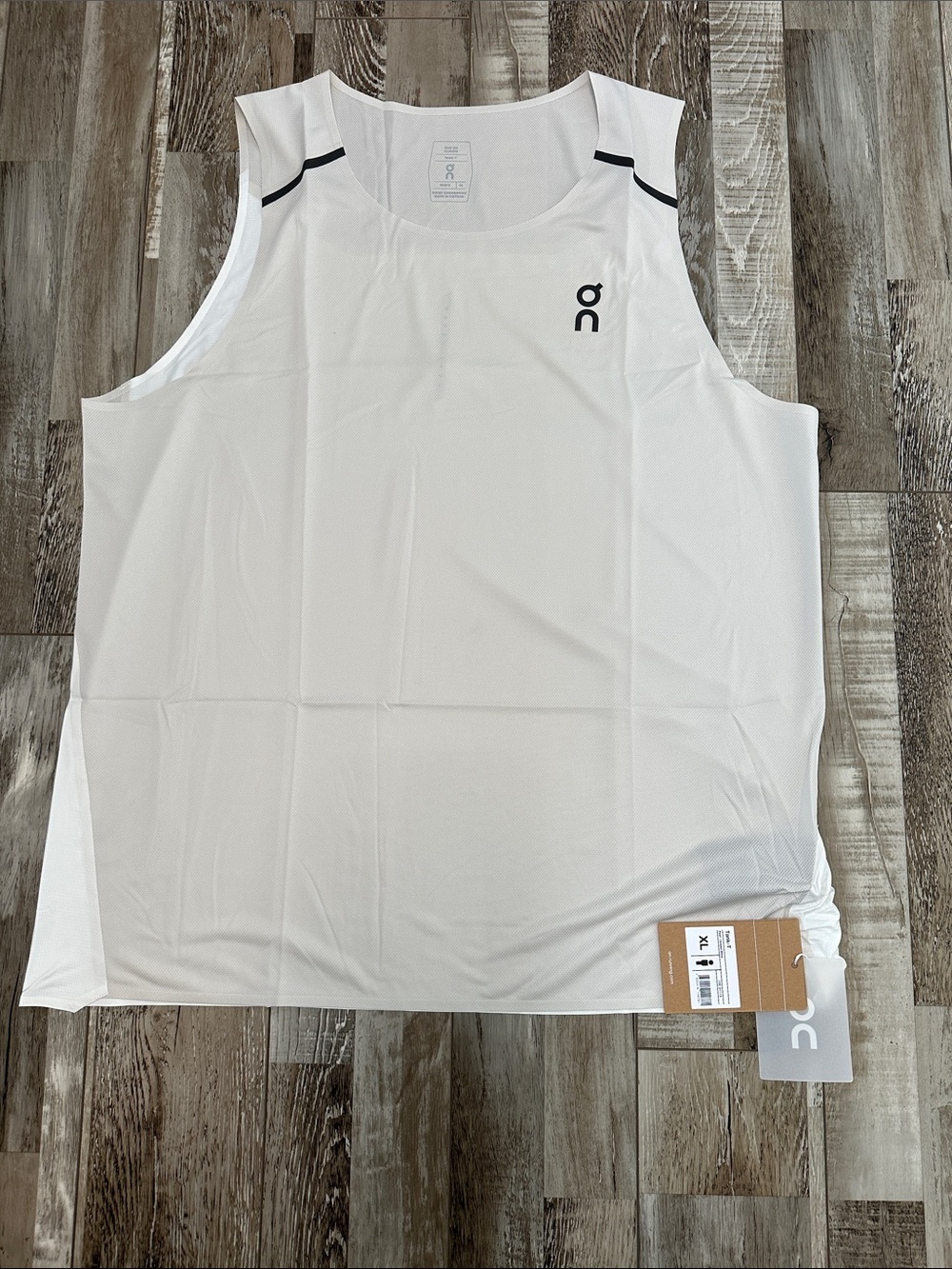 On Running Pearl White Undyed Tank-T with Black Trim NWT!